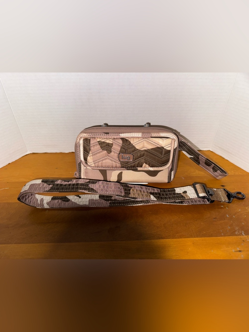 LUG Kickflip RFID Convertible Purse Wallet Crossbody Bag Camo Sand